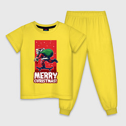 Пижама хлопковая детская Santa on a skateboard, цвет: желтый