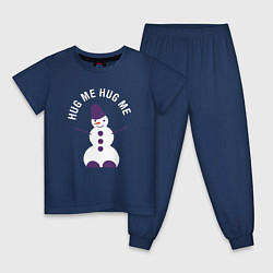 Пижама хлопковая детская Снеговик 2022, цвет: тёмно-синий