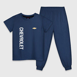 Пижама хлопковая детская Chevrolet White Logo, цвет: тёмно-синий