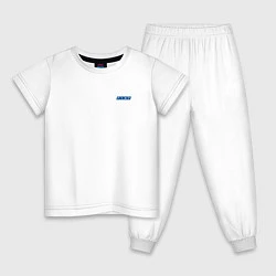 Пижама хлопковая детская FIAT MINI LOGO спина, цвет: белый