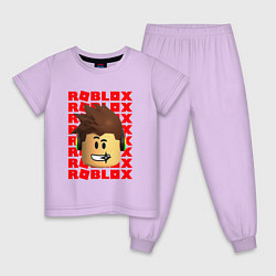 Пижама хлопковая детская ROBLOX RED LOGO LEGO FACE, цвет: лаванда