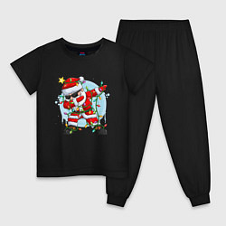 Пижама хлопковая детская DAB SANTA CLAUS В ГЕРЛЯНДЕ, цвет: черный