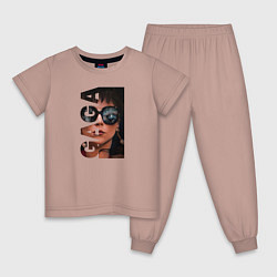 Пижама хлопковая детская ГАГА, цвет: пыльно-розовый