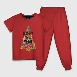 Пижама хлопковая детская Счастливого Нового Года, цвет: красный