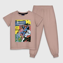 Пижама хлопковая детская Обложка Action Comics 117, цвет: пыльно-розовый