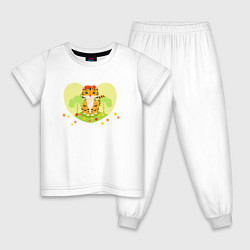 Пижама хлопковая детская Тигренок сердечко, цвет: белый