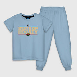 Пижама хлопковая детская Minnesota Wild NHL Миннесота Уайлд НХЛ, цвет: мягкое небо