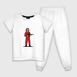 Пижама хлопковая детская Money Soldier, цвет: белый