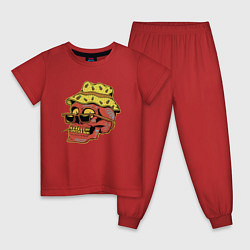 Пижама хлопковая детская Summer skull 2028, цвет: красный