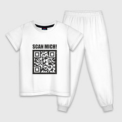 Пижама хлопковая детская Scan Mich, цвет: белый