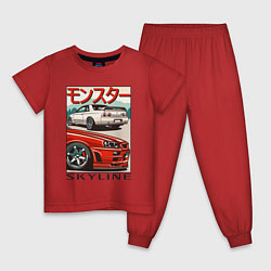 Пижама хлопковая детская Nissan Skyline Ниссан Скайлайн, цвет: красный