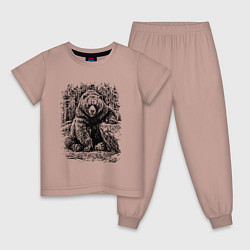 Пижама хлопковая детская Истинный хозяин Русского леса, цвет: пыльно-розовый