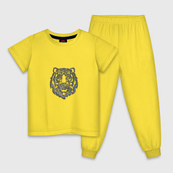 Пижама хлопковая детская Символ года тигренок серебристый, цвет: желтый