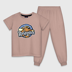 Пижама хлопковая детская Midland Rockhounds - baseball team, цвет: пыльно-розовый