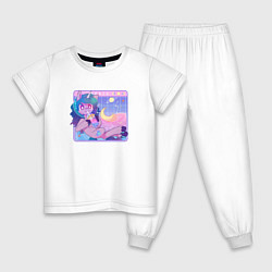 Пижама хлопковая детская Космическая Иззи, цвет: белый