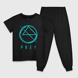 Пижама хлопковая детская PREY лого, цвет: черный