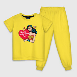 Пижама хлопковая детская Wonder Woman Valentine, цвет: желтый
