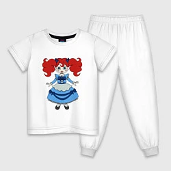 Пижама хлопковая детская Poppy Playtime doll 01, цвет: белый