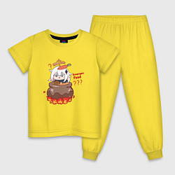 Пижама хлопковая детская Genshin Impact в котле, цвет: желтый
