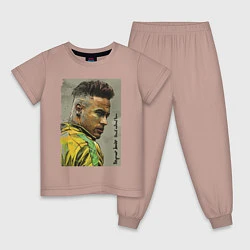Пижама хлопковая детская Neymar Junior - Brazil national team, цвет: пыльно-розовый