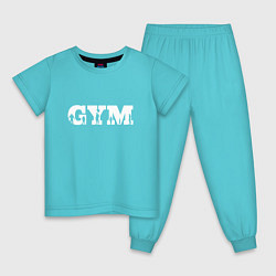Пижама хлопковая детская GYM- образ жизни, цвет: бирюзовый