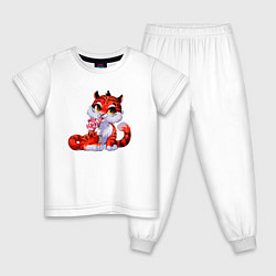 Пижама хлопковая детская Тигренок с леденцом, цвет: белый