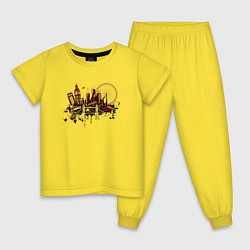 Пижама хлопковая детская London Dark red design, цвет: желтый