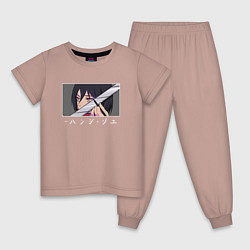 Пижама хлопковая детская Микаса Аккерман Атака Титанов, цвет: пыльно-розовый