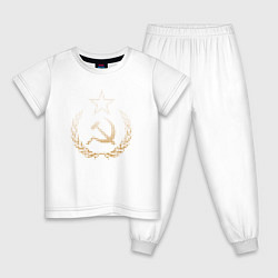 Пижама хлопковая детская Символы СССР стиль полутон, цвет: белый