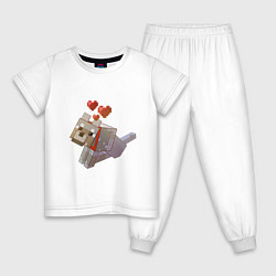Пижама хлопковая детская Майнкрафт - милая собачка, цвет: белый