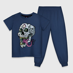 Пижама хлопковая детская Art skull 2022, цвет: тёмно-синий