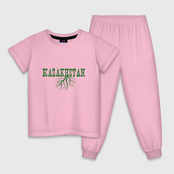 Пижама хлопковая детская Корни - Казахстан, цвет: светло-розовый