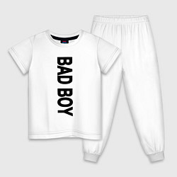 Пижама хлопковая детская BAD BOY веритикально, цвет: белый