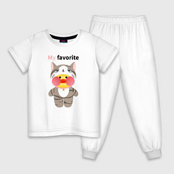 Пижама хлопковая детская LaLaFanFanCat, цвет: белый