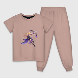 Пижама хлопковая детская Фишль в бою, цвет: пыльно-розовый