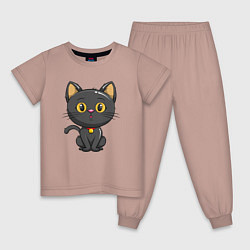 Детская пижама Черный маленький котенок