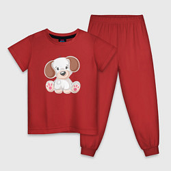 Пижама хлопковая детская Маленькая собачка, цвет: красный
