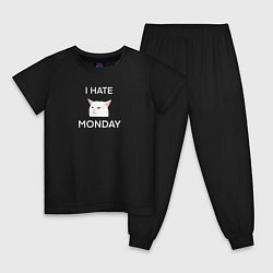 Детская пижама I hate monday текст с котом