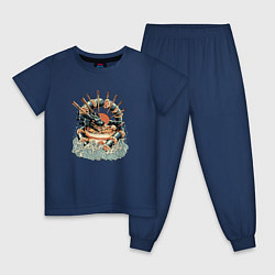 Пижама хлопковая детская Dragon Sushi Ramen, цвет: тёмно-синий