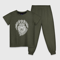 Пижама хлопковая детская Northern Wolf, цвет: меланж-хаки