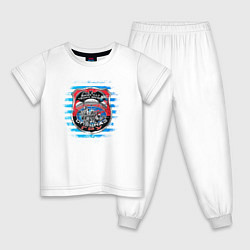 Пижама хлопковая детская Тельняшка Спецназ ГРУ, цвет: белый