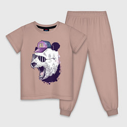 Пижама хлопковая детская Cool panda!, цвет: пыльно-розовый