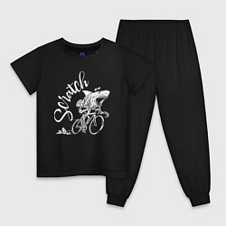 Пижама хлопковая детская Scratch - трековые велогонки, цвет: черный
