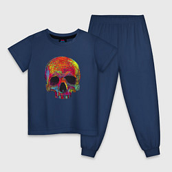 Пижама хлопковая детская Cool color skull, цвет: тёмно-синий
