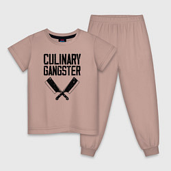 Пижама хлопковая детская Кулинарный гангстер, цвет: пыльно-розовый