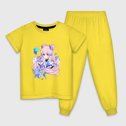 Пижама хлопковая детская Задумчивая Кокоми, цвет: желтый