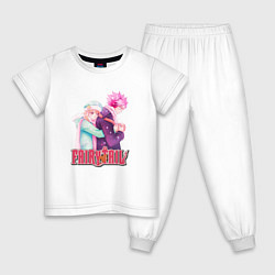 Пижама хлопковая детская Хвост Феи Fairy Tail, Нацу и Люси, цвет: белый