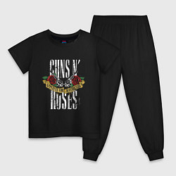 Пижама хлопковая детская Guns N Roses Рок группа, цвет: черный