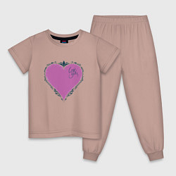 Пижама хлопковая детская Розовое сердце !, цвет: пыльно-розовый