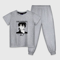 Пижама хлопковая детская Черный клевер Black clover, Юно Yuno, цвет: меланж